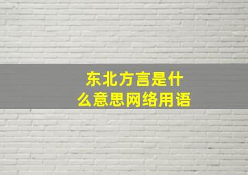 东北方言是什么意思网络用语