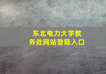 东北电力大学教务处网站登陆入口