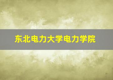 东北电力大学电力学院