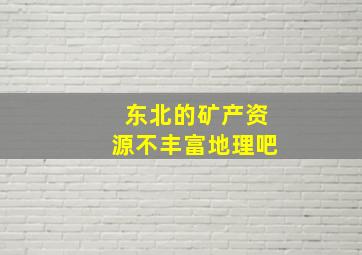 东北的矿产资源不丰富地理吧