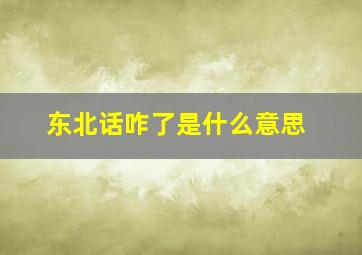 东北话咋了是什么意思