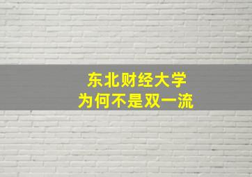 东北财经大学为何不是双一流