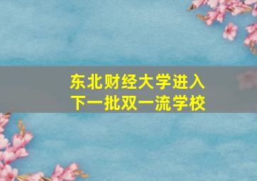 东北财经大学进入下一批双一流学校