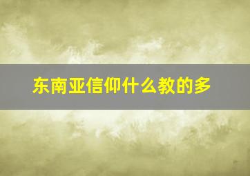 东南亚信仰什么教的多