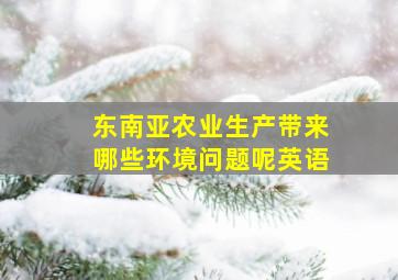 东南亚农业生产带来哪些环境问题呢英语