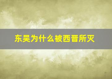 东吴为什么被西晋所灭