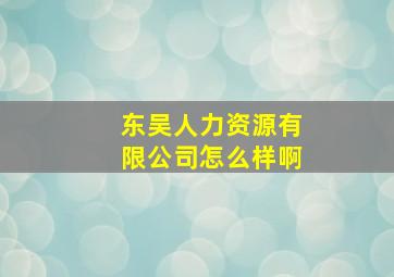 东吴人力资源有限公司怎么样啊