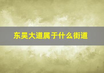 东吴大道属于什么街道