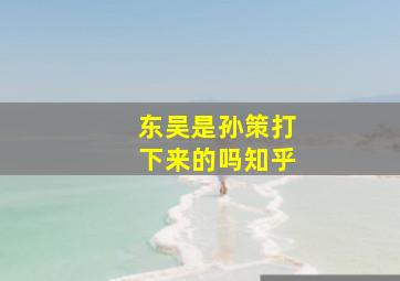 东吴是孙策打下来的吗知乎