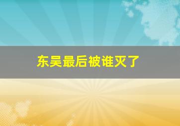 东吴最后被谁灭了