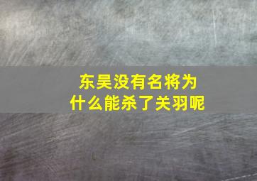 东吴没有名将为什么能杀了关羽呢