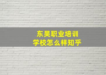 东吴职业培训学校怎么样知乎