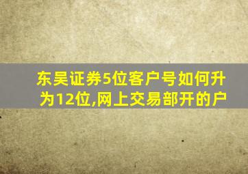 东吴证券5位客户号如何升为12位,网上交易部开的户