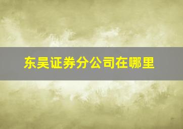 东吴证券分公司在哪里