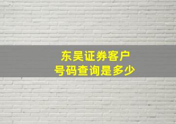 东吴证券客户号码查询是多少