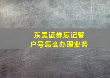 东吴证券忘记客户号怎么办理业务