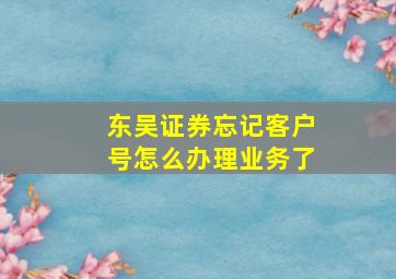 东吴证券忘记客户号怎么办理业务了