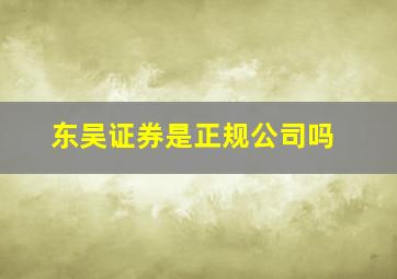 东吴证券是正规公司吗