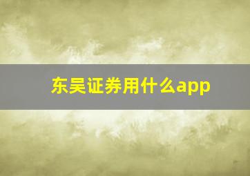 东吴证券用什么app