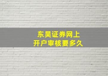 东吴证券网上开户审核要多久