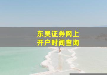 东吴证券网上开户时间查询