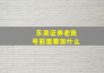 东吴证券老账号前面要加什么