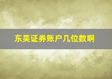 东吴证券账户几位数啊