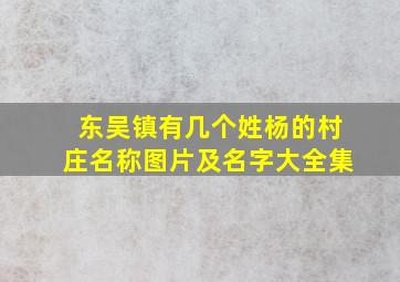 东吴镇有几个姓杨的村庄名称图片及名字大全集