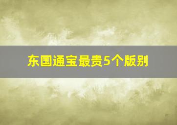 东国通宝最贵5个版别