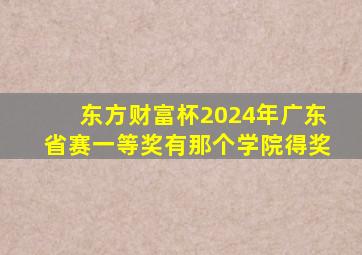 东方财富杯2024年广东省赛一等奖有那个学院得奖