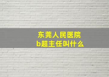 东莞人民医院b超主任叫什么