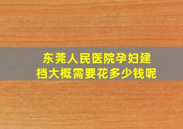 东莞人民医院孕妇建档大概需要花多少钱呢