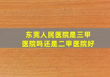 东莞人民医院是三甲医院吗还是二甲医院好