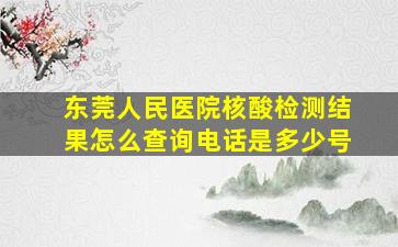 东莞人民医院核酸检测结果怎么查询电话是多少号