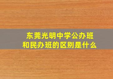 东莞光明中学公办班和民办班的区别是什么