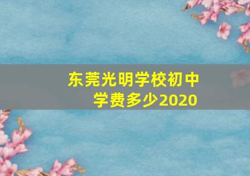 东莞光明学校初中学费多少2020