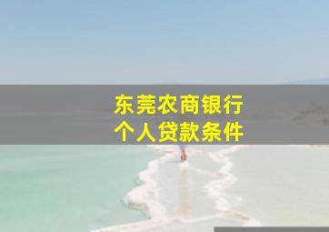 东莞农商银行个人贷款条件