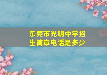 东莞市光明中学招生简章电话是多少