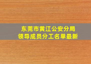 东莞市黄江公安分局领导成员分工名单最新