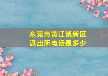 东莞市黄江镇新区派出所电话是多少