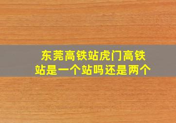 东莞高铁站虎门高铁站是一个站吗还是两个