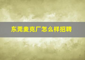 东莞麦克厂怎么样招聘