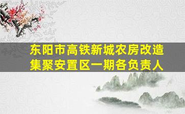 东阳市高铁新城农房改造集聚安置区一期各负责人