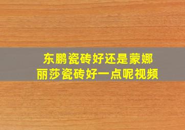 东鹏瓷砖好还是蒙娜丽莎瓷砖好一点呢视频