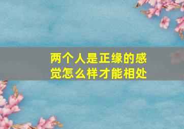 两个人是正缘的感觉怎么样才能相处