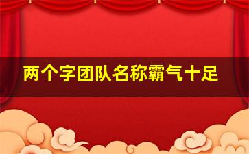 两个字团队名称霸气十足