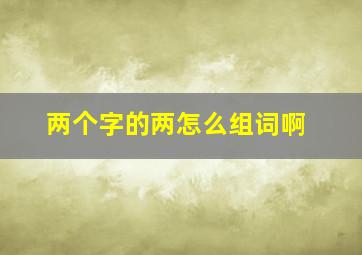 两个字的两怎么组词啊