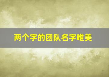 两个字的团队名字唯美