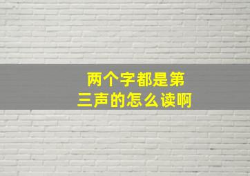 两个字都是第三声的怎么读啊