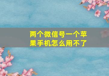 两个微信号一个苹果手机怎么用不了